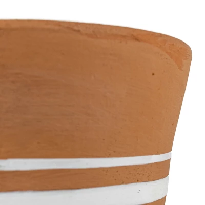 Multi White Stripe Terracotta Planter - Foreside Home & Garden 4 Multi White Stripe Terracotta Planter - Foreside Home & Garden - Image 2