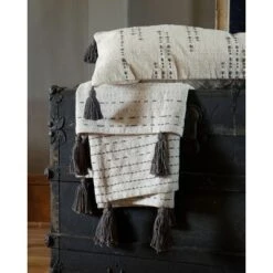 Oversized 14x36" Hand Woven Decorative Cotton Lumbar Throw Pillow With Hand Tied Tassels - Foreside Home & Garden -Eco Haven Store GUEST 32b330c0 e9bb 4c51 9ba1 c9aa3076d427