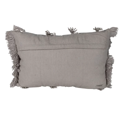 Gray Textured With Fringe 14X22 Hand Woven Filled Pillow - Foreside Home & Garden 5 Gray Textured With Fringe 14X22 Hand Woven Filled Pillow - Foreside Home & Garden - Image 3