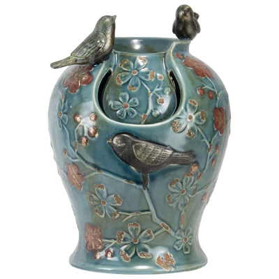 Blue Verdigris Bird Indoor Water Fountain With LED Light And Pump - Foreside Home & Garden 5 Blue Verdigris Bird Indoor Water Fountain With LED Light And Pump - Foreside Home & Garden - Image 3