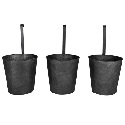 Set Of 3 Hanging Planters Black Metal - Foreside Home & Garden 5 Set Of 3 Hanging Planters Black Metal - Foreside Home & Garden - Image 3