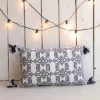 14X22 Inch Hand Woven Geo Pattern Outdoor Pillow Navy Polyester With Polyester Fill By Foreside Home & Garden