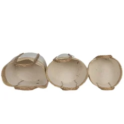 Set Of 3 Baskets White Seagrass & Cotton Rope By Foreside Home & Garden -Eco Haven Store GUEST 38d6bde0 fc61 4de8 8a6e 3a3061a7e97f