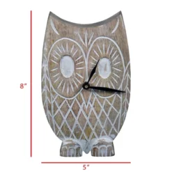 Handcarved White Wood Battery Operated Owl Table Clock - Foreside Home & Garden -Eco Haven Store GUEST 39642bc1 fc5f 4396 9720 119b07f2bbe7