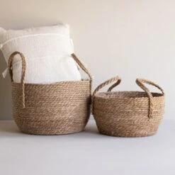 Set Of 2 Natural Woven Natural Seagrass Basket - Foreside Home & Garden -Eco Haven Store GUEST 3a65cde7 c8f4 404a aa92 c5e8644f031d