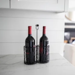 Black Metal & Wood Wine Bottle Caddy - Foreside Home & Garden 15 Black Metal & Wood Wine Bottle Caddy - Foreside Home & Garden -Eco Haven Store GUEST 40f4736f b003 470d b9dc bda2983b9a2c