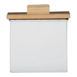 White Enamel Metal Lidded Decorative Storage Canister - Foreside Home & Garden