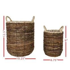 Set Of 2 Wrapped Rim Baskets Banana Leaf, Corn Husk & Metal - Foreside Home & Garden -Eco Haven Store GUEST 442f7876 eabc 4e93 9dac 25e91799a475