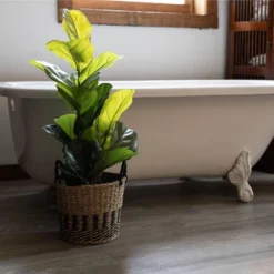 Black Basket Woven Seagrass & Rope By Foreside Home & Garden