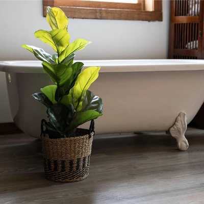 Black Basket Woven Seagrass & Rope By Foreside Home & Garden 3 Black Basket Woven Seagrass & Rope By Foreside Home & Garden