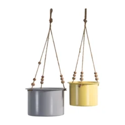 Set Of 2 Hanging Planters With Wood Bead Details - Foreside Home & Garden 13 Set Of 2 Hanging Planters With Wood Bead Details - Foreside Home & Garden -Eco Haven Store GUEST 45130a20 f8f6 4370 b5ff 52f47f6d87d4