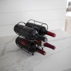 Black Metal Wine Bottle Holder - Foreside Home & Garden -Eco Haven Store GUEST 453f2d6c a78f 4768 8805 e3f148eceb7e