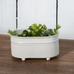 Antique White Metal Trough Planter With Ball Feet - Foreside Home & Garden -Eco Haven Store GUEST 45e44823 bc8f 4497 a528 9b6890dfb442