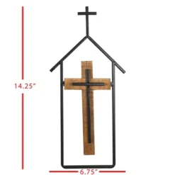 Cross & Steeple Wall Art Metal & Wood - Foreside Home & Garden -Eco Haven Store GUEST 45ea0598 96f5 45f0 8403 685aa252064c