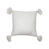White 18 X 18 Inch Decorative Cotton Throw Pillow Cover With Insert And Hand Tied Chenille Knots - Foreside Home & Garden -Eco Haven Store GUEST 492ac443 c811 4b80 be24 80d2cc02290a