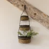 3-Tiered Hanging Basket Black Seagrass & Rope By Foreside Home & Garden