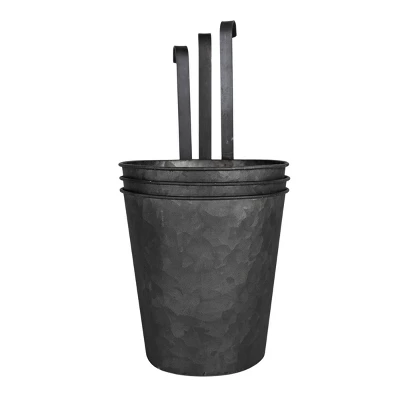 Set Of 3 Hanging Planters Black Metal - Foreside Home & Garden 4 Set Of 3 Hanging Planters Black Metal - Foreside Home & Garden - Image 2