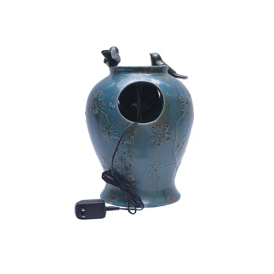 Blue Verdigris Bird Indoor Water Fountain With LED Light And Pump - Foreside Home & Garden 3 Blue Verdigris Bird Indoor Water Fountain With LED Light And Pump - Foreside Home & Garden