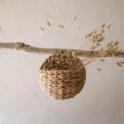 Braided Wall Pocket Water Hyacinth & Metal - Foreside Home & Garden