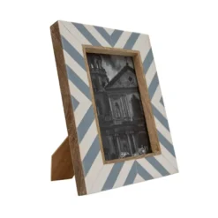 5x7 Inches Blue Wood, Resin & Glass Photo Frame - Foreside Home & Garden