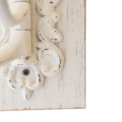 3 Hook Wall Hanger White Wood & Cast Iron By Foreside Home & Garden -Eco Haven Store GUEST 4cb6c749 5812 4c97 a064 8408767794c4