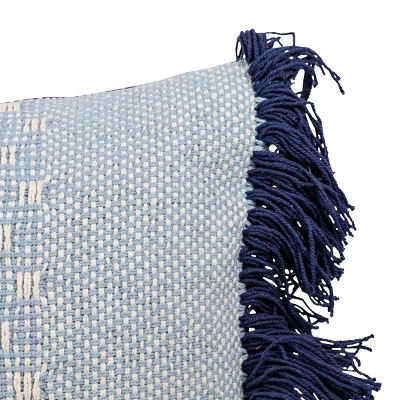 Blue With Navy Fringe 14X36 Hand Woven Filled Pillow - Foreside Home & Garden 5 Blue With Navy Fringe 14X36 Hand Woven Filled Pillow - Foreside Home & Garden - Image 3