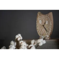 Handcarved White Wood Battery Operated Owl Table Clock - Foreside Home & Garden -Eco Haven Store GUEST 4e72e598 3766 468b 9a8e 072e4adc86ae