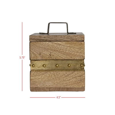 Trinket Box With Lid Wood & Brass Metal Handle By Foreside Home & Garden 8 Trinket Box With Lid Wood & Brass Metal Handle By Foreside Home & Garden - Image 6