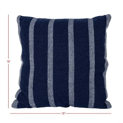 18X18 Inch Hand Woven Navy & Blue Striped Outdoor Pillow Polyester With Polyester Fill By Foreside Home & Garden 6 18X18 Inch Hand Woven Navy & Blue Striped Outdoor Pillow Polyester With Polyester Fill By Foreside Home & Garden - Image 4