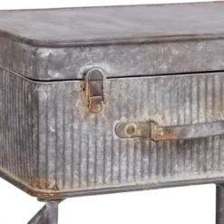 Distressed Metal Suitcase Side/End Table - Foreside Home And Garden -Eco Haven Store GUEST 517cede2 0173 4bd1 b043 bb062ba55b54