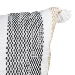 Tan & Black Tick Stripe 30X30 Oversized Filled Outdoor Pillow - Foreside Home & Garden -Eco Haven Store GUEST 51850fb7 c2aa 4082 ba94 2afcf66671f5