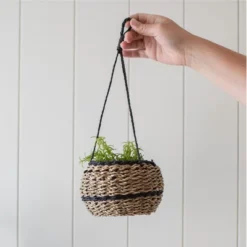 Black Rope & Seagrass Hanging Basket - Foreside Home & Garden -Eco Haven Store GUEST 51ea34ee 2646 4f3a ade8 3201c1258925