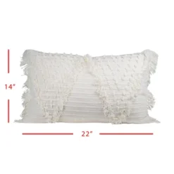 White Cotton With Polyester Fill 14x22 Hand Woven Pillow - Foreside Home & Garden -Eco Haven Store GUEST 542af17f a8fb 453e 9b7b 72c65091d219