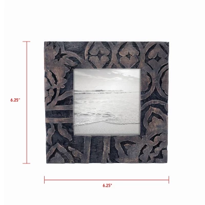 Dark Wood 4 X 4 Inch Carved Wood Picture Frame - Foreside Home & Garden 6 Dark Wood 4 X 4 Inch Carved Wood Picture Frame - Foreside Home & Garden - Image 4