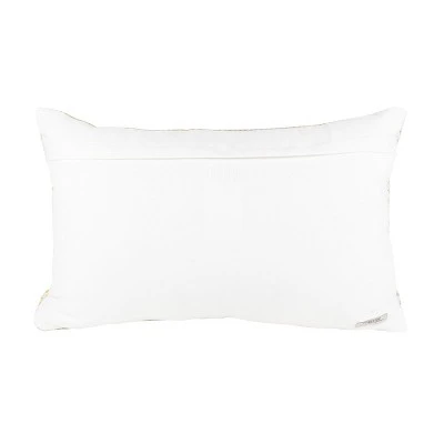 Yellow & Gray 14X22 Hand Woven Filled Outdoor Pillow - Foreside Home & Garden 4 Yellow & Gray 14X22 Hand Woven Filled Outdoor Pillow - Foreside Home & Garden - Image 2