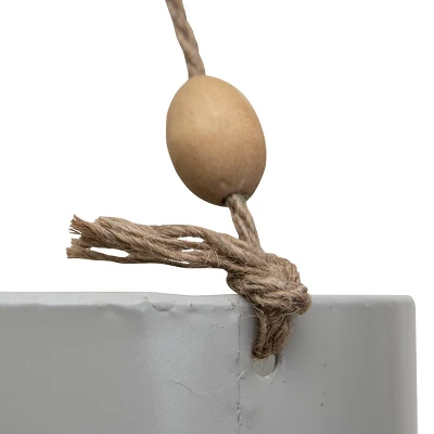 Gray Metal, Rope & Wood Large Hanging Planter - Foreside Home & Garden 4 Gray Metal, Rope & Wood Large Hanging Planter - Foreside Home & Garden - Image 2