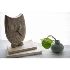 Handcarved White Wood Battery Operated Owl Table Clock - Foreside Home & Garden -Eco Haven Store GUEST 5a28ee7e 7492 4557 a9a5 dc481efbedae