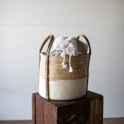 Natural Woven White Seagrass & Rope Basket - Foreside Home & Garden 14 Natural Woven White Seagrass & Rope Basket - Foreside Home & Garden -Eco Haven Store GUEST 5afd19de bc44 4b0c aa17 e787c4c4e6ad