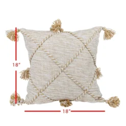 Tan With Braided Accents 18X18 Hand Woven Filled Outdoor Pillow - Foreside Home & Garden -Eco Haven Store GUEST 5bf94af8 72e0 4454 bac8 57fafd4a7015