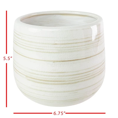 White Swirl Stoneware Planter - Foreside Home & Garden 6 White Swirl Stoneware Planter - Foreside Home & Garden - Image 4