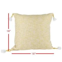 Yellow & White 18X18 Hand Woven Filled Outdoor Pillow - Foreside Home & Garden -Eco Haven Store GUEST 5feb4049 faca 4aae b923 e7eb1f1964ea