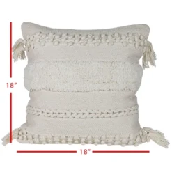 White Pulled Knot 18X18 Hand Woven Filled Pillow - Foreside Home & Garden -Eco Haven Store GUEST 603b2371 dfb8 449b aec6 f4aa1ac95ff0