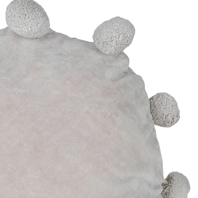 Gray With Pom Poms 16X16 Hand Woven Filled Round Pillow - Foreside Home & Garden 4 Gray With Pom Poms 16X16 Hand Woven Filled Round Pillow - Foreside Home & Garden - Image 2