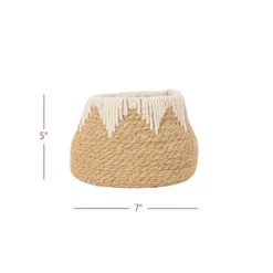 Woven Tapered Basket Jute & White Cotton Rope By Foreside Home & Garden -Eco Haven Store GUEST 61d797ff 5db9 46be a08f 0b8d247dede6