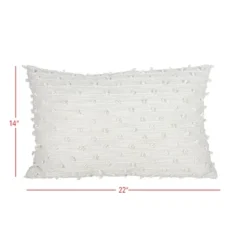 14X22 Inch Hand Woven Pillow White Cotton With Polyester Fill - Foreside Home & Garden -Eco Haven Store GUEST 61f12079 1741 4d95 9cde 0bdab42ac836