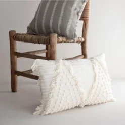 White Cotton With Polyester Fill 14x22 Hand Woven Pillow - Foreside Home & Garden -Eco Haven Store GUEST 62e7adab ffe7 4b72 8ece 3d1ec09ebbe2