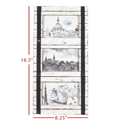 Triple 4 X 6 Inch Decorative Distressed White Wood Picture Frame With Metal Accents - Foreside Home & Garden 7 Triple 4 X 6 Inch Decorative Distressed White Wood Picture Frame With Metal Accents - Foreside Home & Garden - Image 5