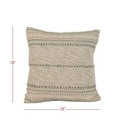 18x18" Hand Woven Stripe Green Outdoor Pillow Polyester With Polyester Fill By Foreside Home & Garden -Eco Haven Store GUEST 648af252 15fb 4f36 a5f6 de173f3937c1