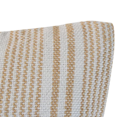 Brown Striped Hand Woven 18x18" Outdoor Decorative Throw Pillow With Pulled Yarn Bouquets - Foreside Home & Garden 3 Brown Striped Hand Woven 18x18" Outdoor Decorative Throw Pillow With Pulled Yarn Bouquets - Foreside Home & Garden - Image 2