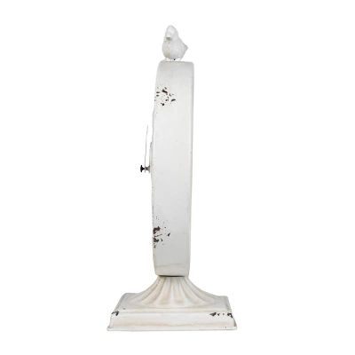 Bird Tabletop Clock White Metal - Foreside Home & Garden 4 Bird Tabletop Clock White Metal - Foreside Home & Garden - Image 2